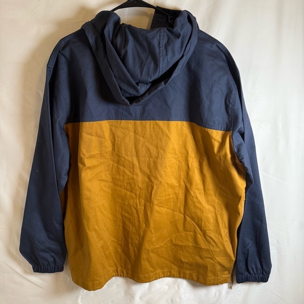 Brixton Colorblock Hooded Anorak Pullover Jacket Navy Mustard 100% Cotton - Picture 7 of 11